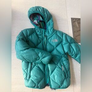 The North Face Teal Puffy Hooded Jacket toddler 6